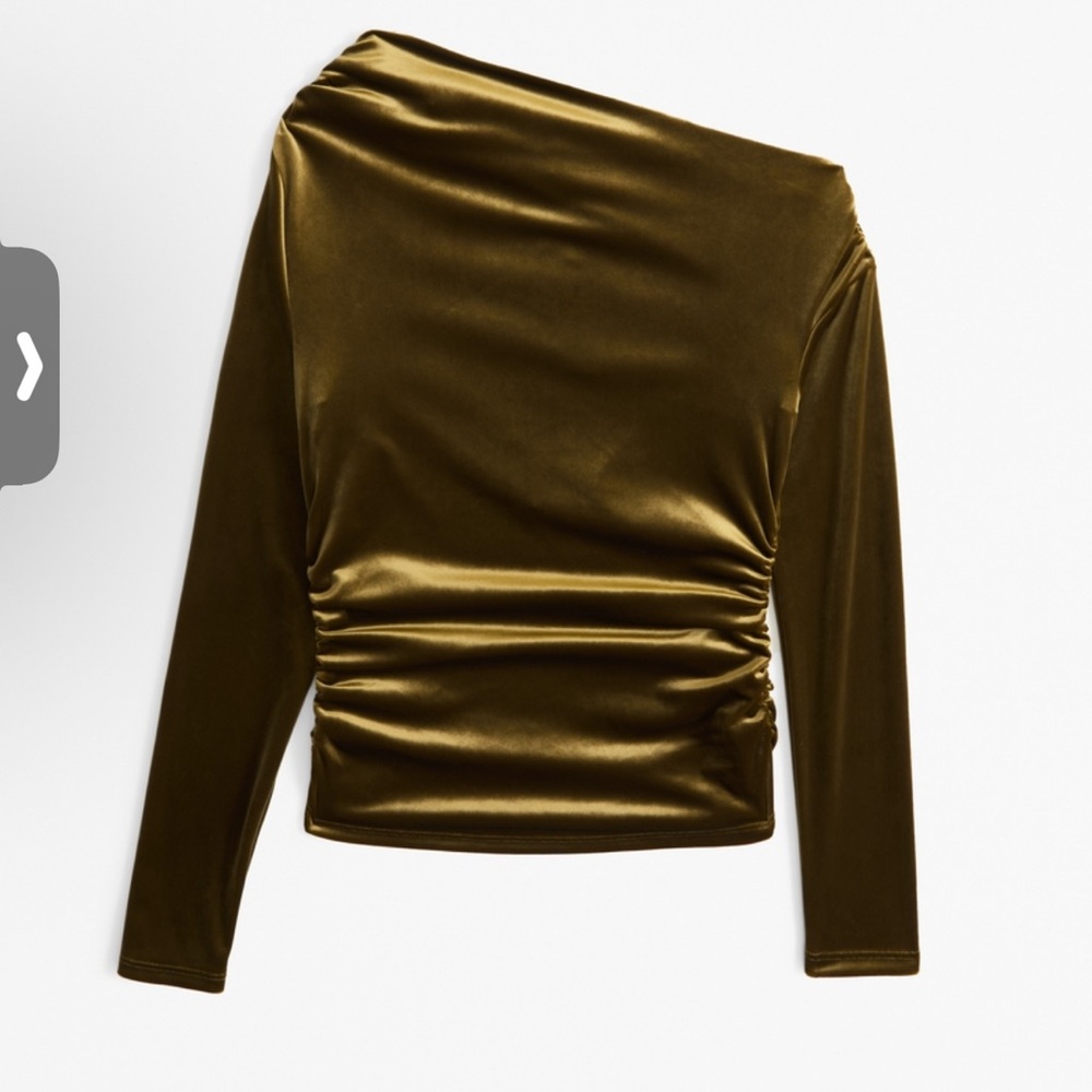 Abercrombie & Fitch Elegant Olive Green Velvet Women's Top